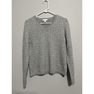 Vtg Charter Club Silver Sparkle Glittery Sweater Cashmere Blend L 90sCable Knit